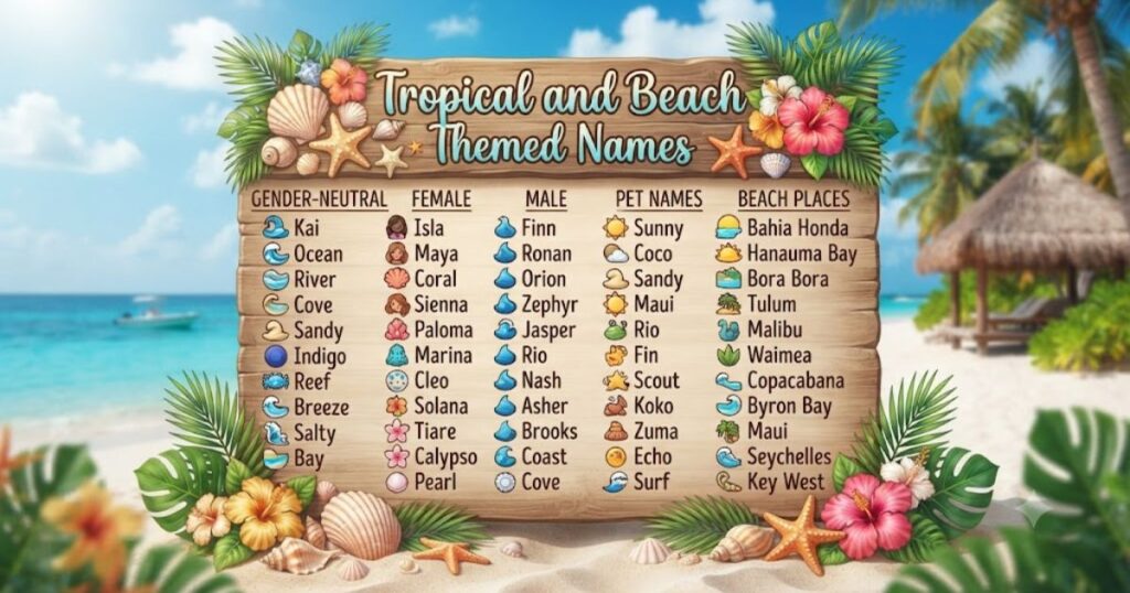 Tropical and Beach Themed Names
