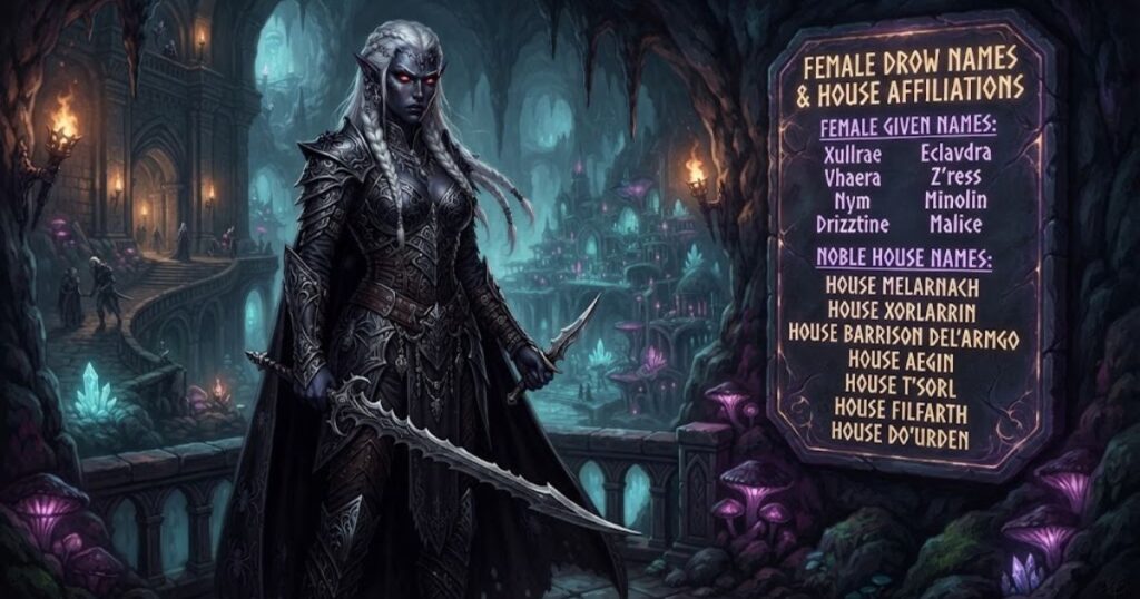 Female Dark Elf Last Names and House Names